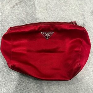 Prada Crimson Satin Cosmetic Bag